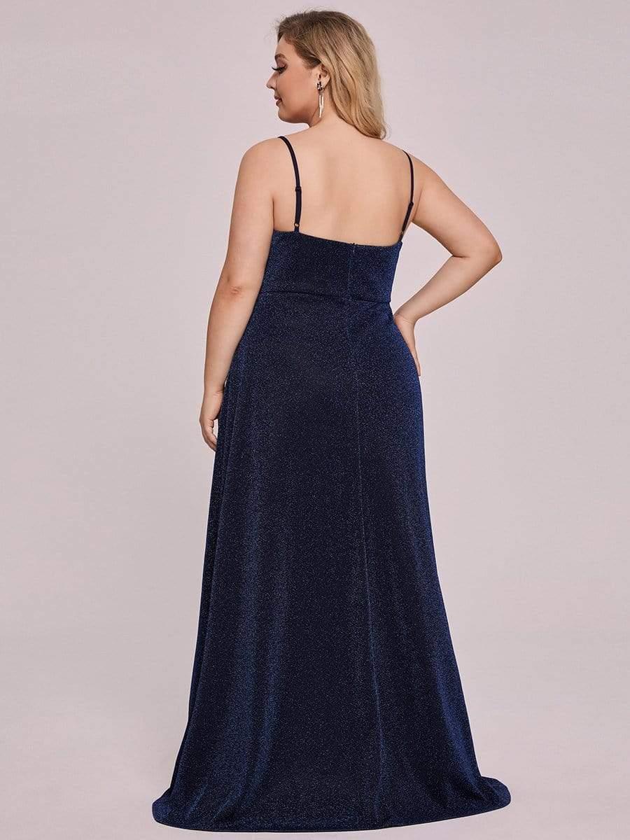 Robe de Soirée Maxi à Bretelles Spaghetti Vintage à Col en V et à Paillettes de Grande Taille #Couleur_Bordeaux Robe de Soirée Maxi à Bretelles Spaghetti Vintage à Col en V et à Paillettes de Grande Taille