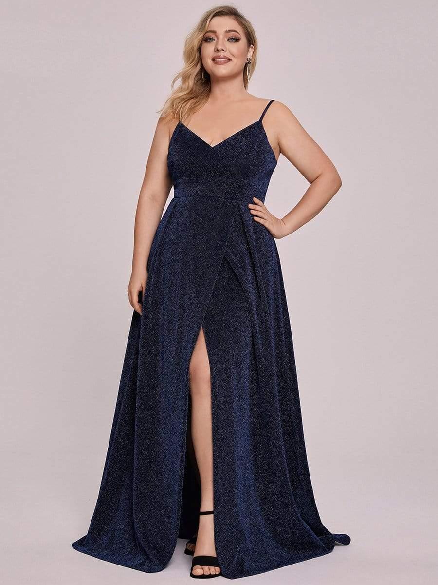Robe de Soirée Maxi à Bretelles Spaghetti Vintage à Col en V et à Paillettes de Grande Taille #Couleur_Bordeaux Robe de Soirée Maxi à Bretelles Spaghetti Vintage à Col en V et à Paillettes de Grande Taille