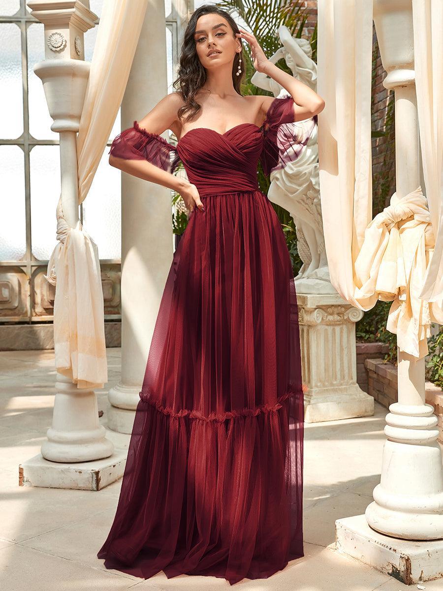 Robe de Bal à Épaules Dénudées Sans Manches pour Demoiselle D'Honneur avec Strass main image 1