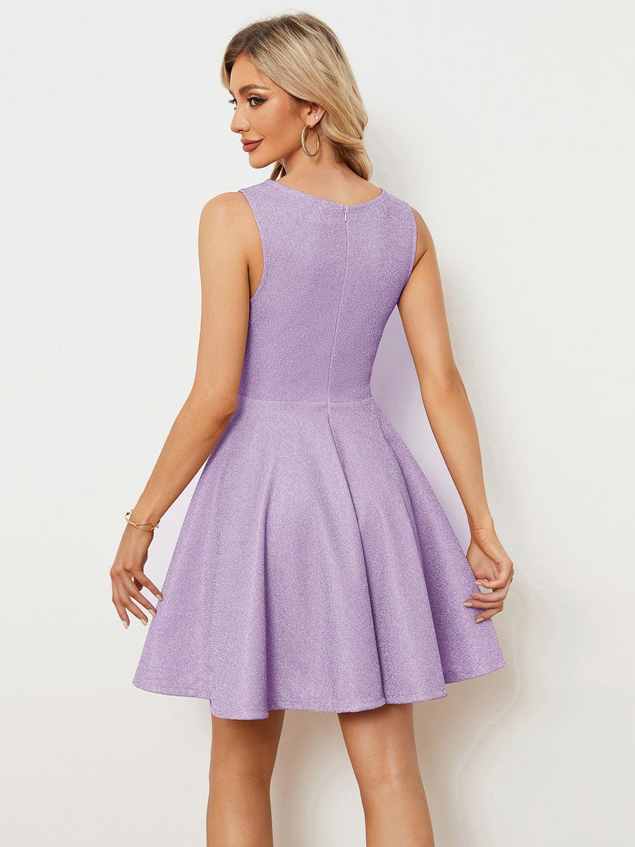 Robe Mariage Invitée sans manches à encolure ronde et scintillante #Couleur_Blush Robe Mariage Invitée sans manches à encolure ronde et scintillante