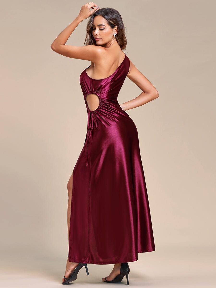 Robe Mariage Invitée en satin avec ceinture élastique à épaules dénudées #Couleur_Vert Fonce Robe Mariage Invitée en satin avec ceinture élastique à épaules dénudées