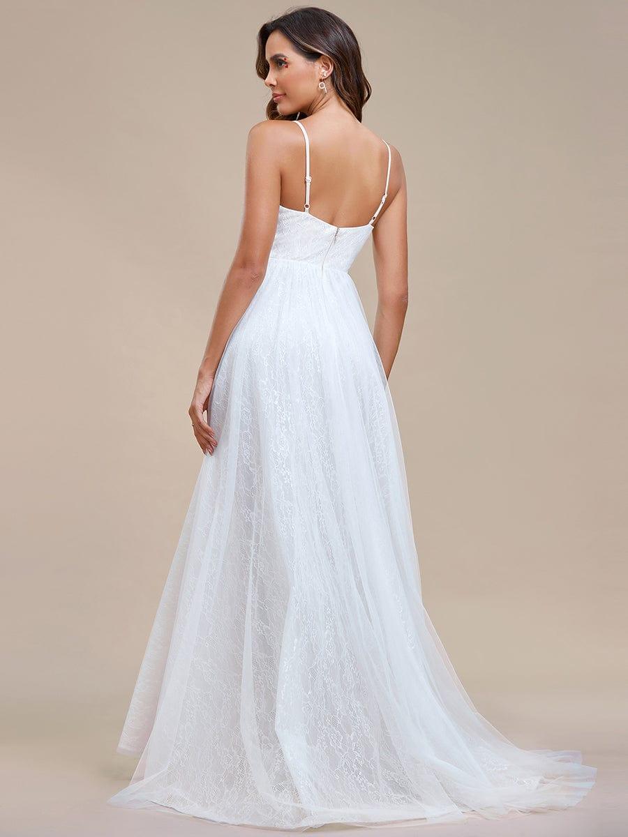 Robe de mariée A ligne sans manches Col en V #Couleur_Ivory Robe de mariée A ligne sans manches Col en V