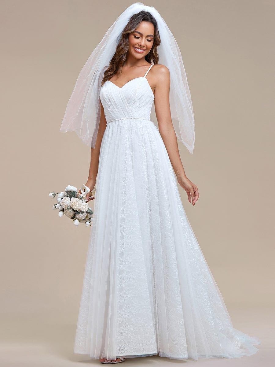 Robe de mariée A ligne sans manches Col en V #Couleur_Ivory Robe de mariée A ligne sans manches Col en V