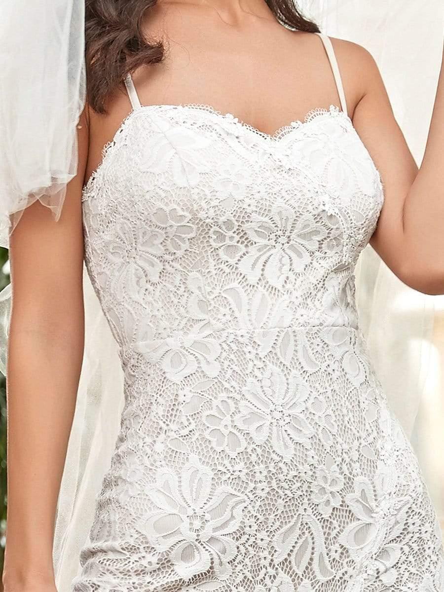 Taille personnalisée robe de mariée sirène à bretelles spaghetti chérie #couleur_Creme Taille personnalisée robe de mariée sirène à bretelles spaghetti chérie