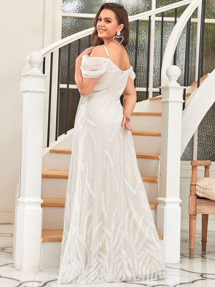 Taille personnalisée Robe de mariée chérie à épaules dénudées et brodées Grande taille #Couleur_Creme Taille personnalisée Robe de mariée chérie à épaules dénudées et brodées Grande taille