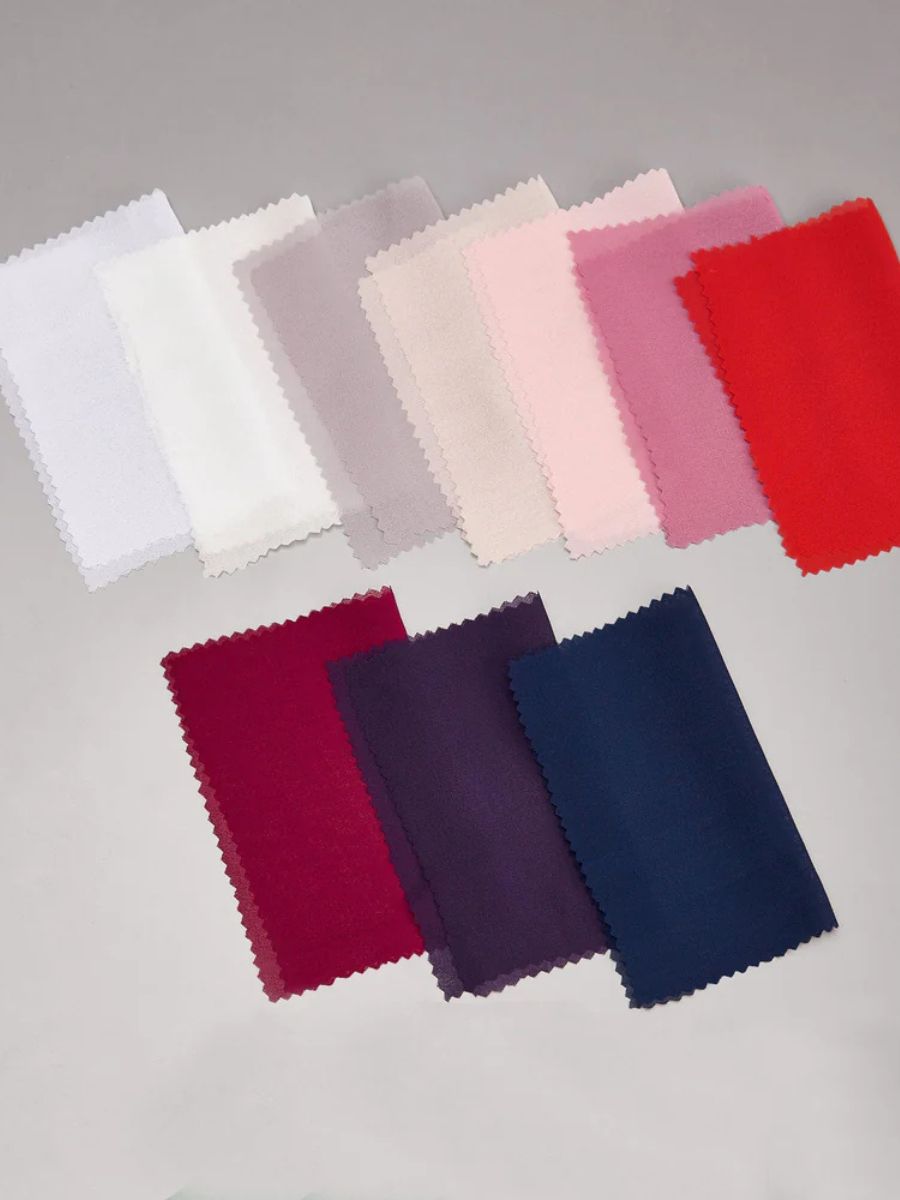 Tissu de robe en mousseline de soie multicolore_couleur_Bordeaux