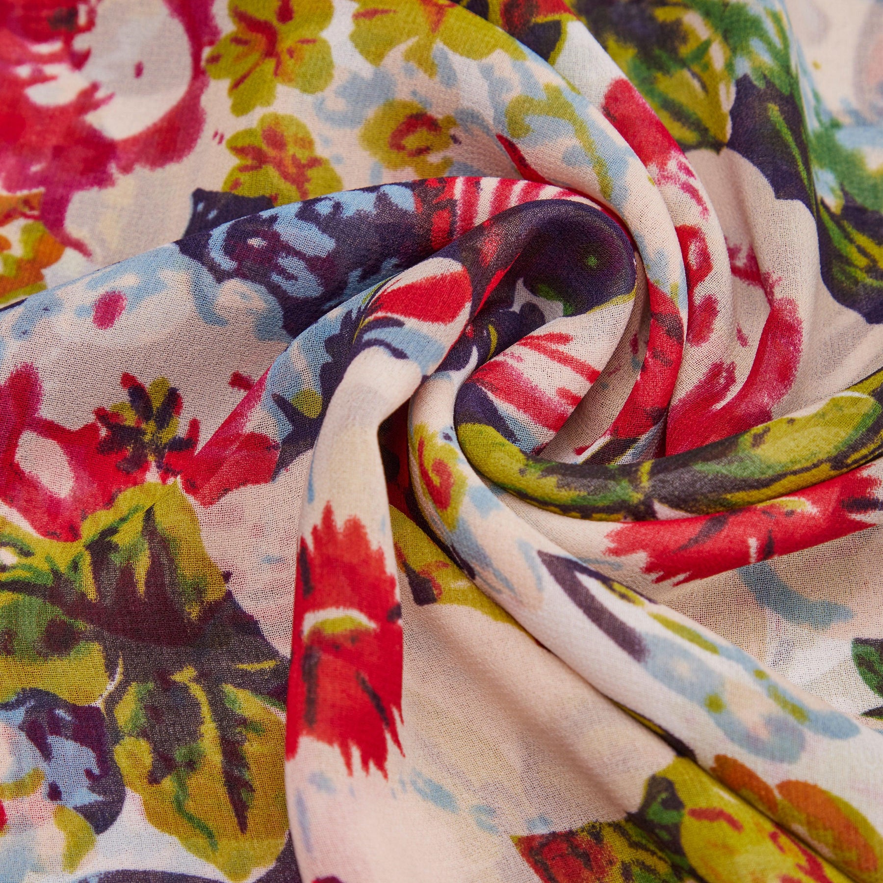 Tissu de robe en mousseline de soie multicolore_couleur_Bordeaux Tissu de robe en mousseline de soie multicolore_couleur_Creme Imprime