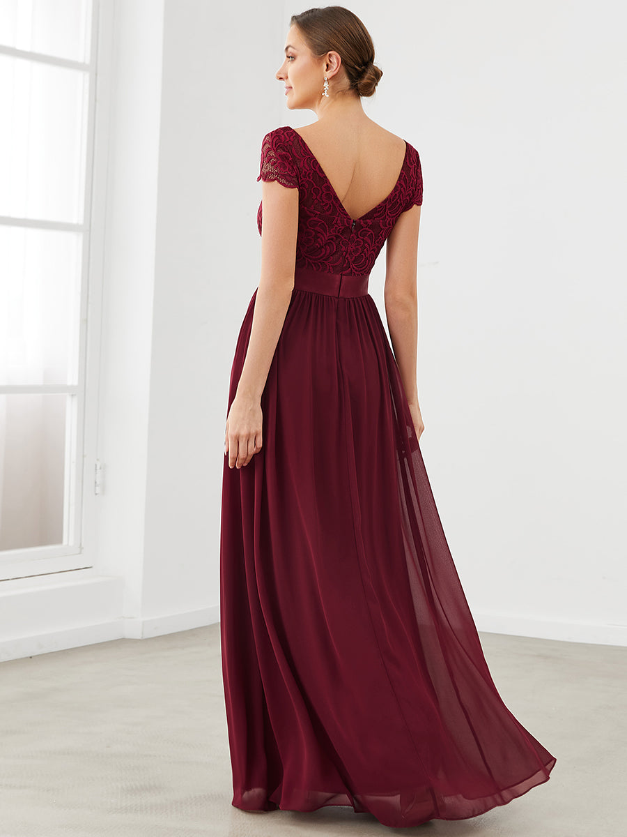 Robe de Mère de Mariée en Dentelle à Manches Courtes #Couleur_Bleu Marine Robe de Mère de Mariée en Dentelle à Manches Courtes