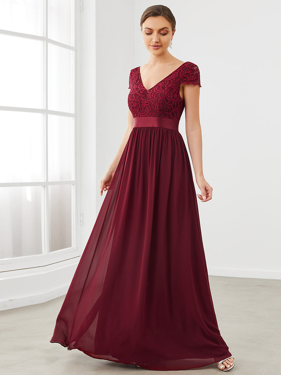 Robe de Mère de Mariée en Dentelle à Manches Courtes #Couleur_Bleu Marine Robe de Mère de Mariée en Dentelle à Manches Courtes