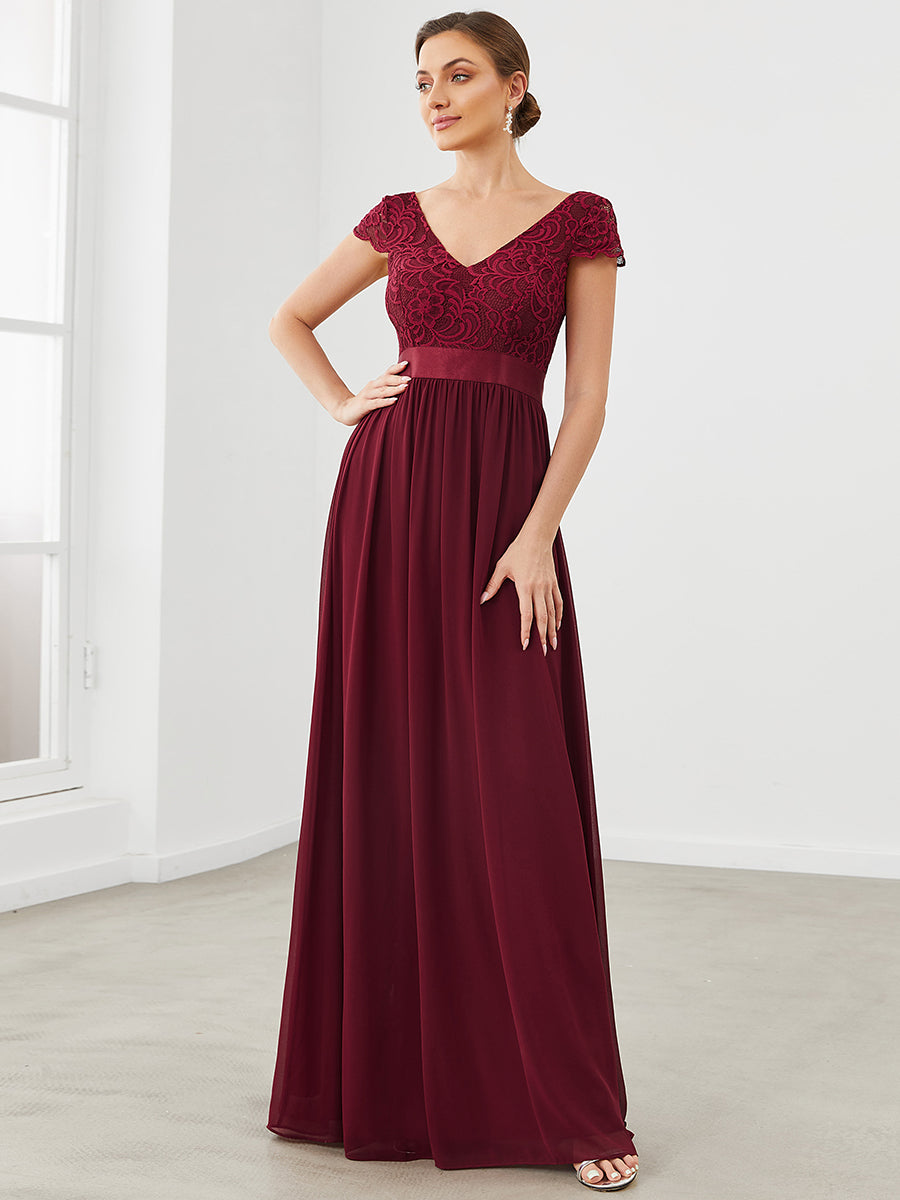 Robe de Mère de Mariée en Dentelle à Manches Courtes #Couleur_Bleu Marine Robe de Mère de Mariée en Dentelle à Manches Courtes