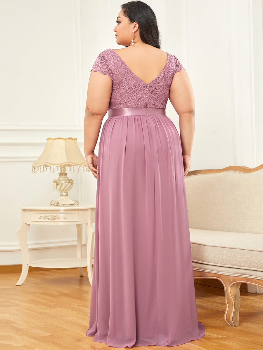 Robe de Mère de Mariée en Dentelle à Manches Courtes #Couleur_Bleu Marine Robe de Mère de Mariée en Dentelle à Manches Courtes