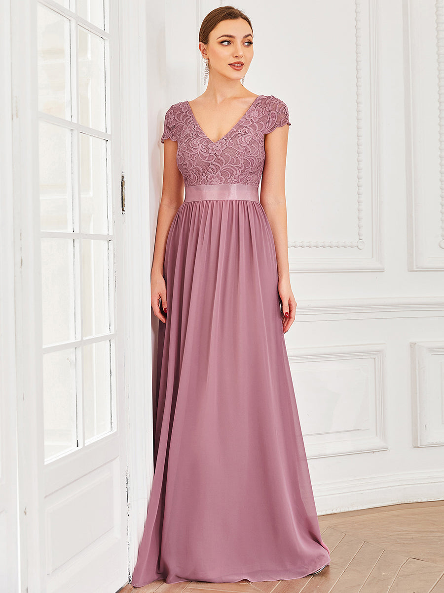 Robe de Mère de Mariée en Dentelle à Manches Courtes #Couleur_Bleu Marine Robe de Mère de Mariée en Dentelle à Manches Courtes