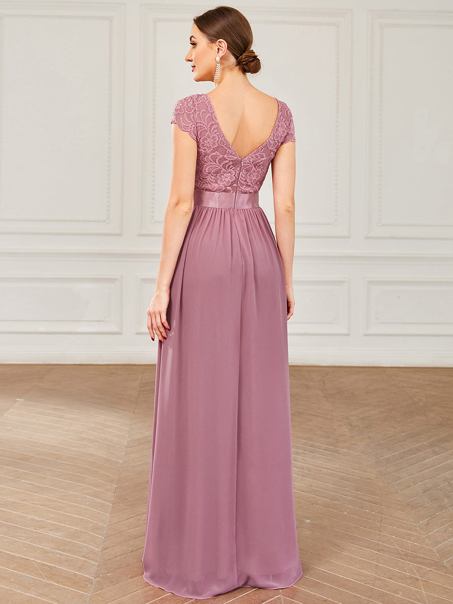 Robe de Mère de Mariée en Dentelle à Manches Courtes #Couleur_Bleu Marine Robe de Mère de Mariée en Dentelle à Manches Courtes
