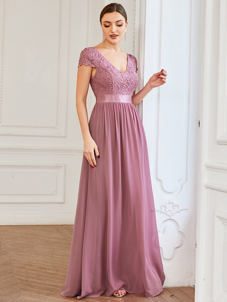 Robe de Mère de Mariée en Dentelle à Manches Courtes #Couleur_Bleu Marine Robe de Mère de Mariée en Dentelle à Manches Courtes
