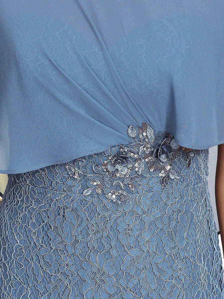 Capelet élégant en dentelle ajustée et évasée Mère de la robe de mariée #Couleur_Marine Fume