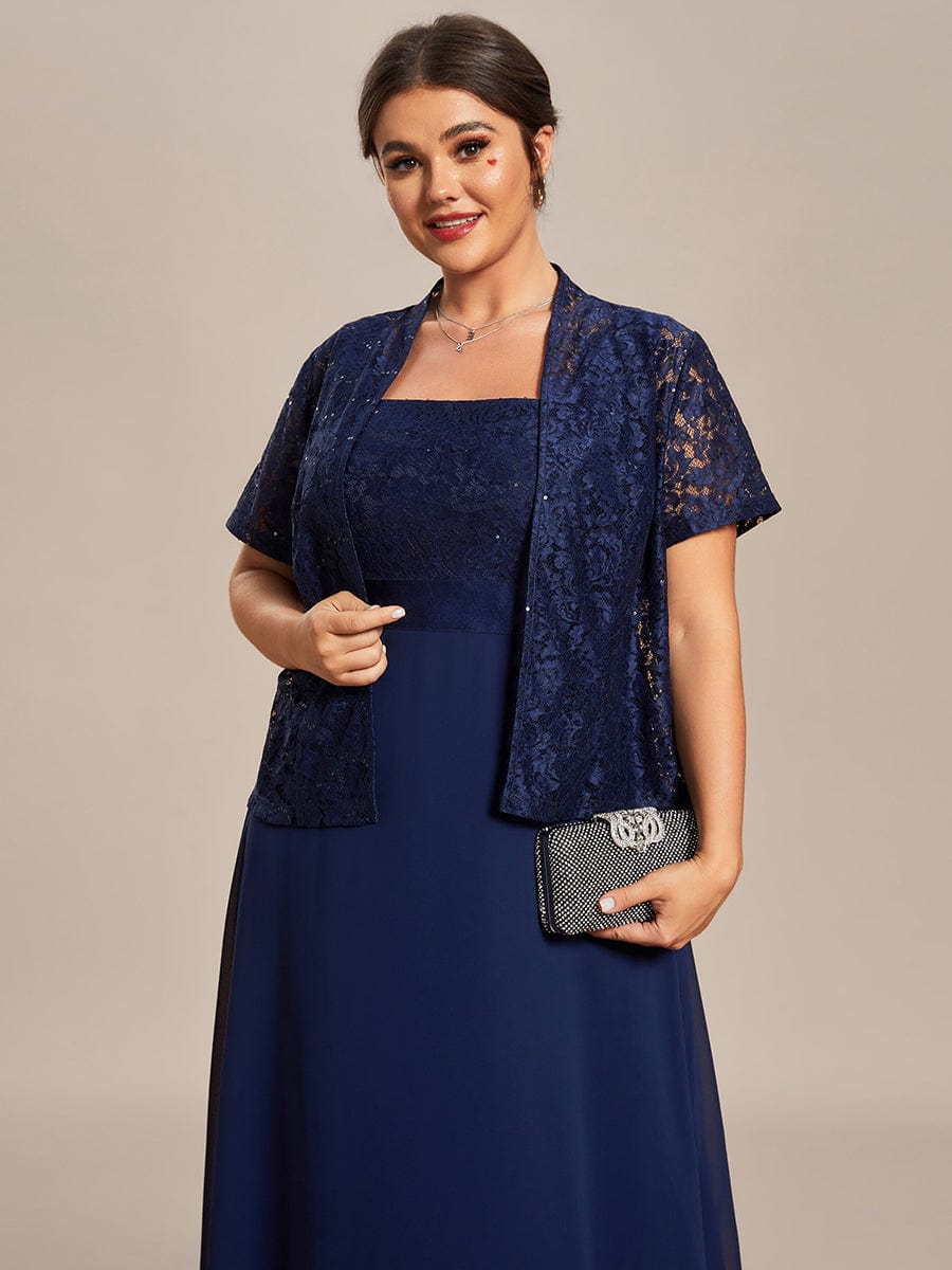 Robe Mère De La Mariée mousseline Encolure carrée dentelle de grande taille #Couleur_Bordeaux Robe Mère De La Mariée mousseline Encolure carrée dentelle de grande taille