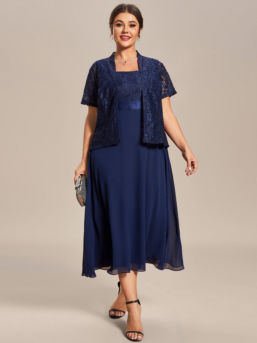 Robe Mère De La Mariée mousseline Encolure carrée dentelle de grande taille #Couleur_Bordeaux Robe Mère De La Mariée mousseline Encolure carrée dentelle de grande taille