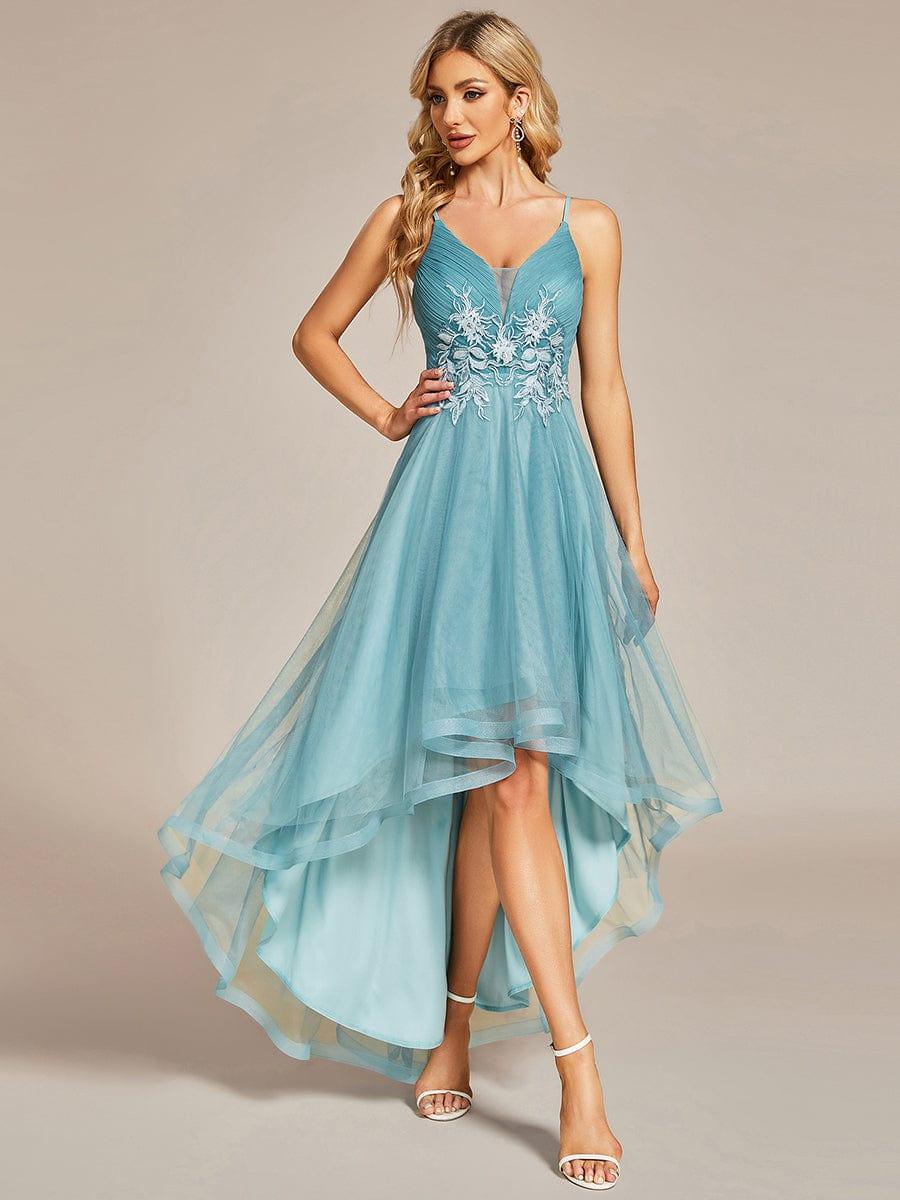 Robe de bal chic et élégante sans manches Ourlet haute basse #Couleur_Rose Robe de bal chic et élégante sans manches Ourlet haute basse