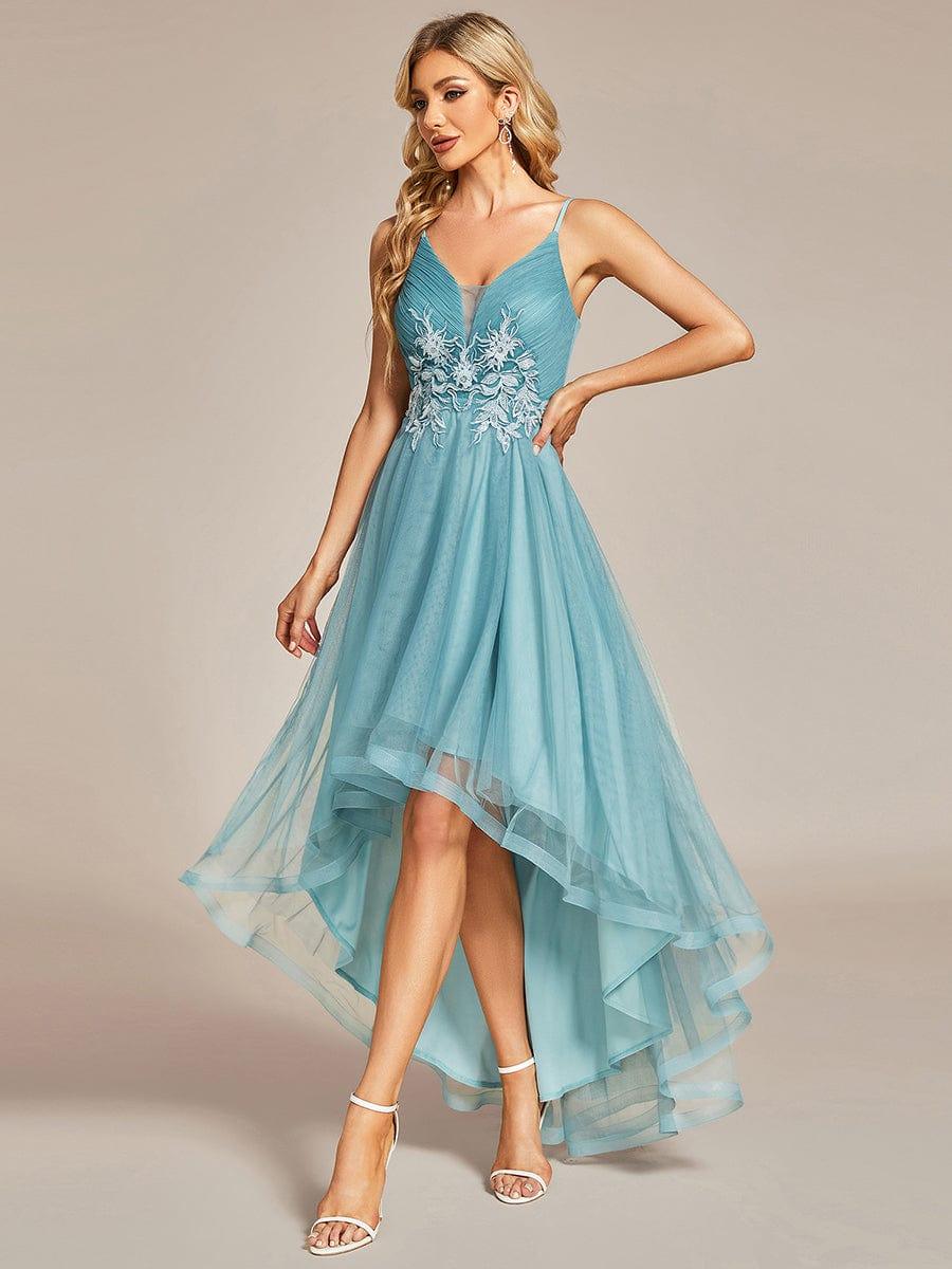 Robe de bal chic et élégante sans manches Ourlet haute basse #Couleur_Rose Robe de bal chic et élégante sans manches Ourlet haute basse