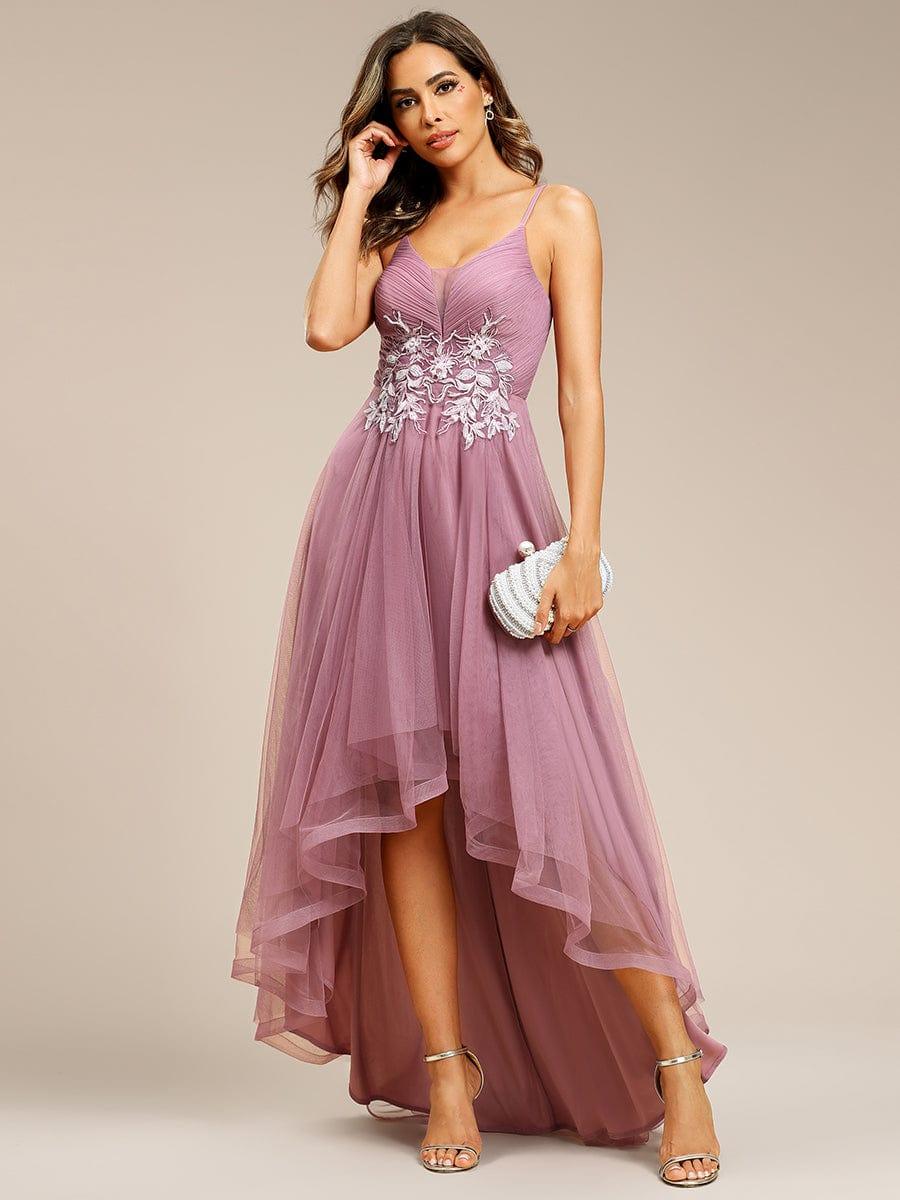 Robe de bal chic et élégante sans manches Ourlet haute basse #Couleur_Rose Robe de bal chic et élégante sans manches Ourlet haute basse