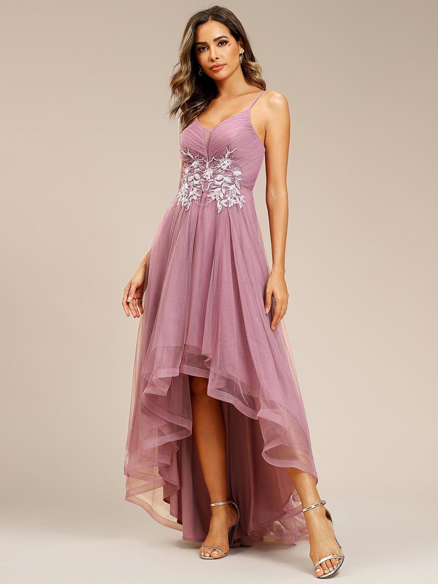 Robe de bal chic et élégante sans manches Ourlet haute basse #Couleur_Rose Robe de bal chic et élégante sans manches Ourlet haute basse