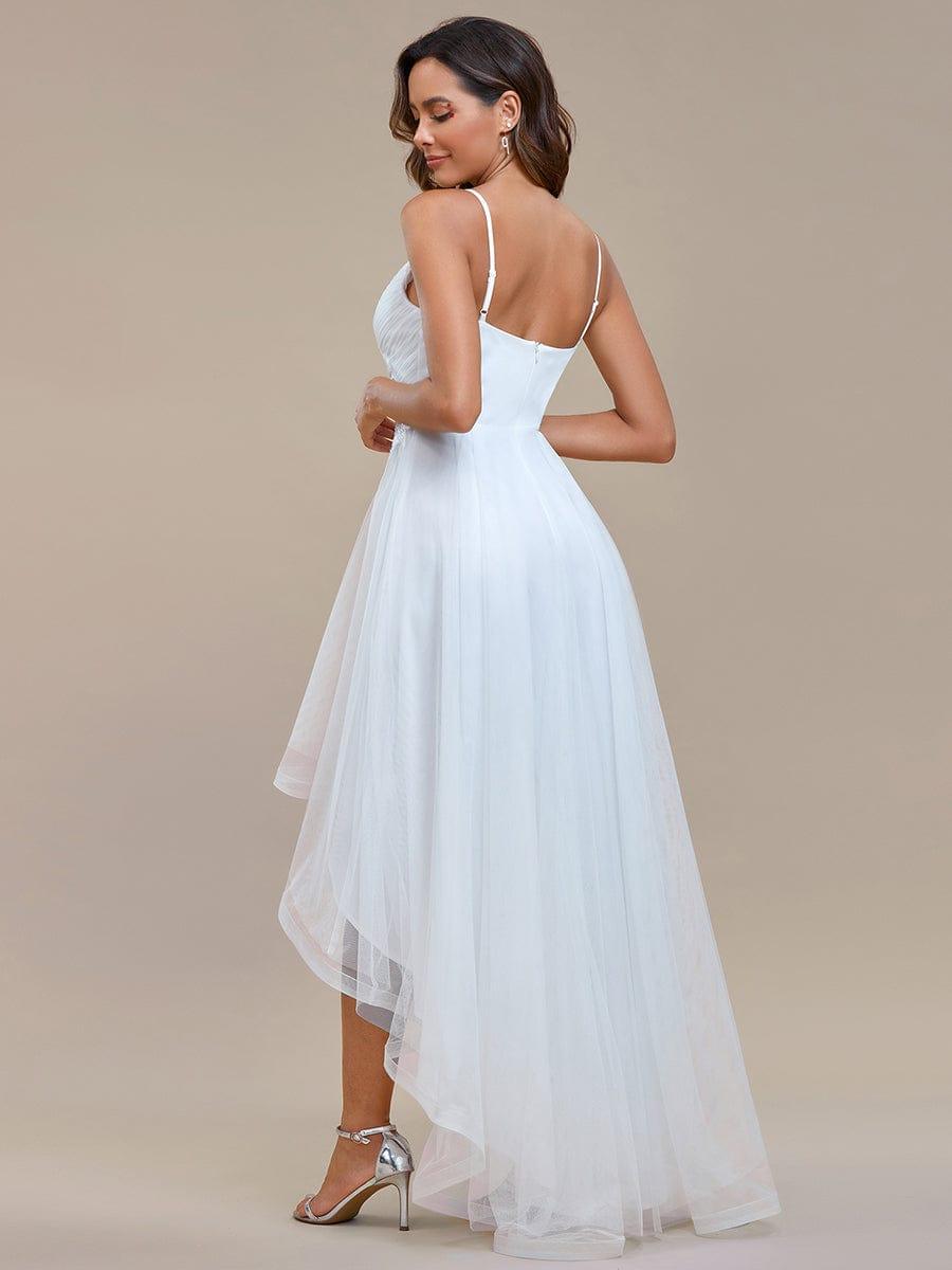 Robe de bal chic et élégante sans manches Ourlet haute basse #Couleur_Blanc