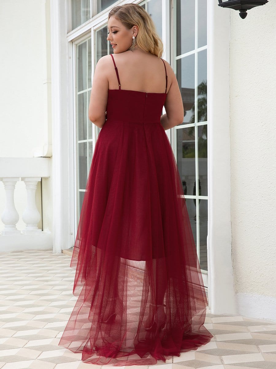 Robe de bal élégante Grande taille en tulle avec ceinture perlée #Couleur_Bleu Fume Robe de bal élégante Grande taille en tulle avec ceinture perlée