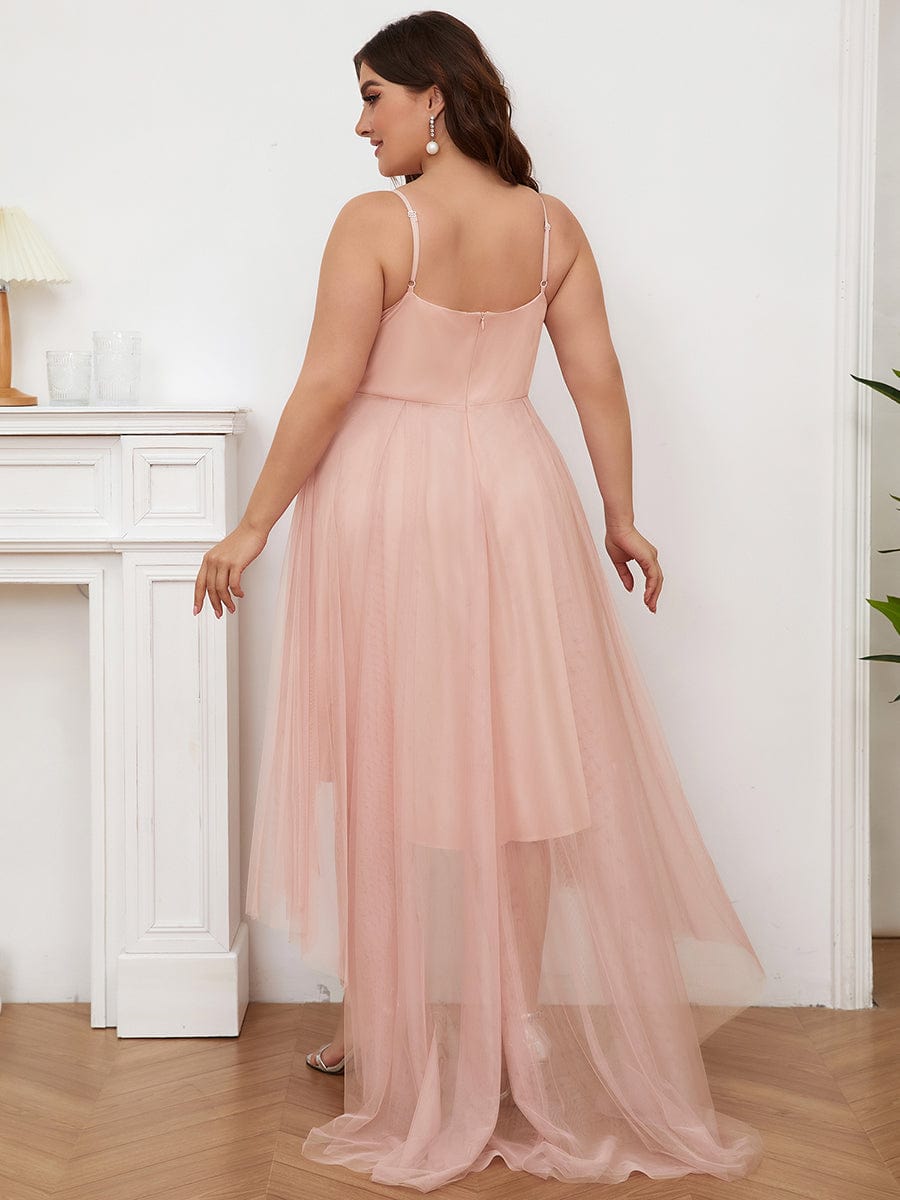 Robe de bal élégante Grande taille en tulle avec ceinture perlée #Couleur_Bleu Fume Robe de bal élégante Grande taille en tulle avec ceinture perlée