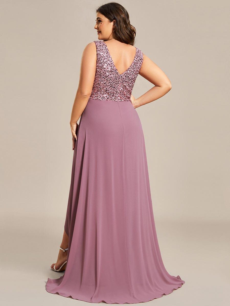 Robe de Soirée Grande Taille élégante à Paillette en Mousseline #Couleur_Orchidee