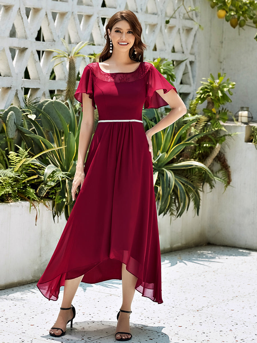 Taille personnalisée Robe de Loisirs Mi-Longue Trapèze à Col Bateau avec Taille Haute #Couleur_Rose Taille personnalisée Robe de soirée Mi-Longue Trapèze à Col avec Taille Haute