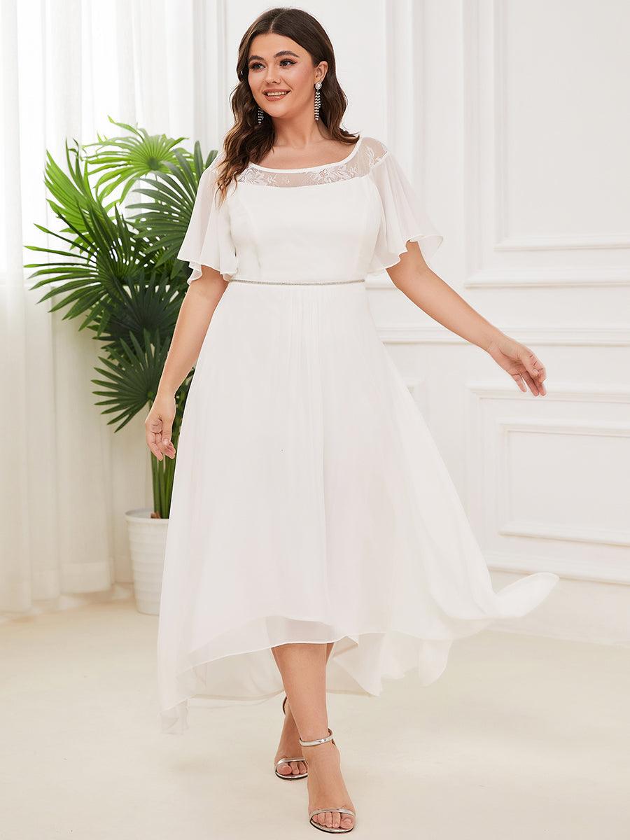 Robe mi-longue trapèze décontractée à encolure bateau pour femmes de grande taille avec ourlets asymétriques #Couleur_Marine Fume Robe mi-longue trapèze décontractée à encolure bateau pour femmes de grande taille avec ourlets asymétriques