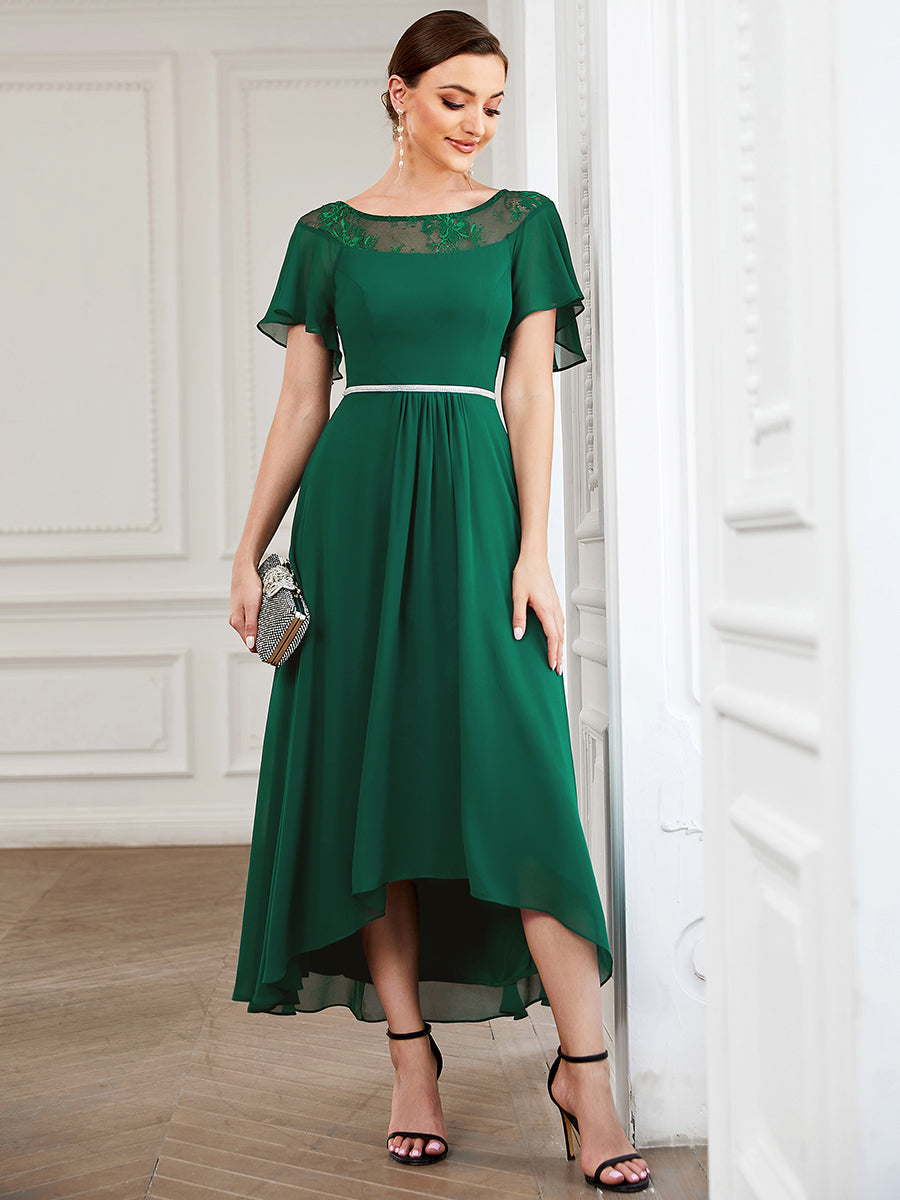 Taille personnalisée Robe de Loisirs Mi-Longue Trapèze à Col Bateau avec Taille Haute #Couleur_Rose Taille personnalisée Robe de soirée Mi-Longue Trapèze à Col avec Taille Haute