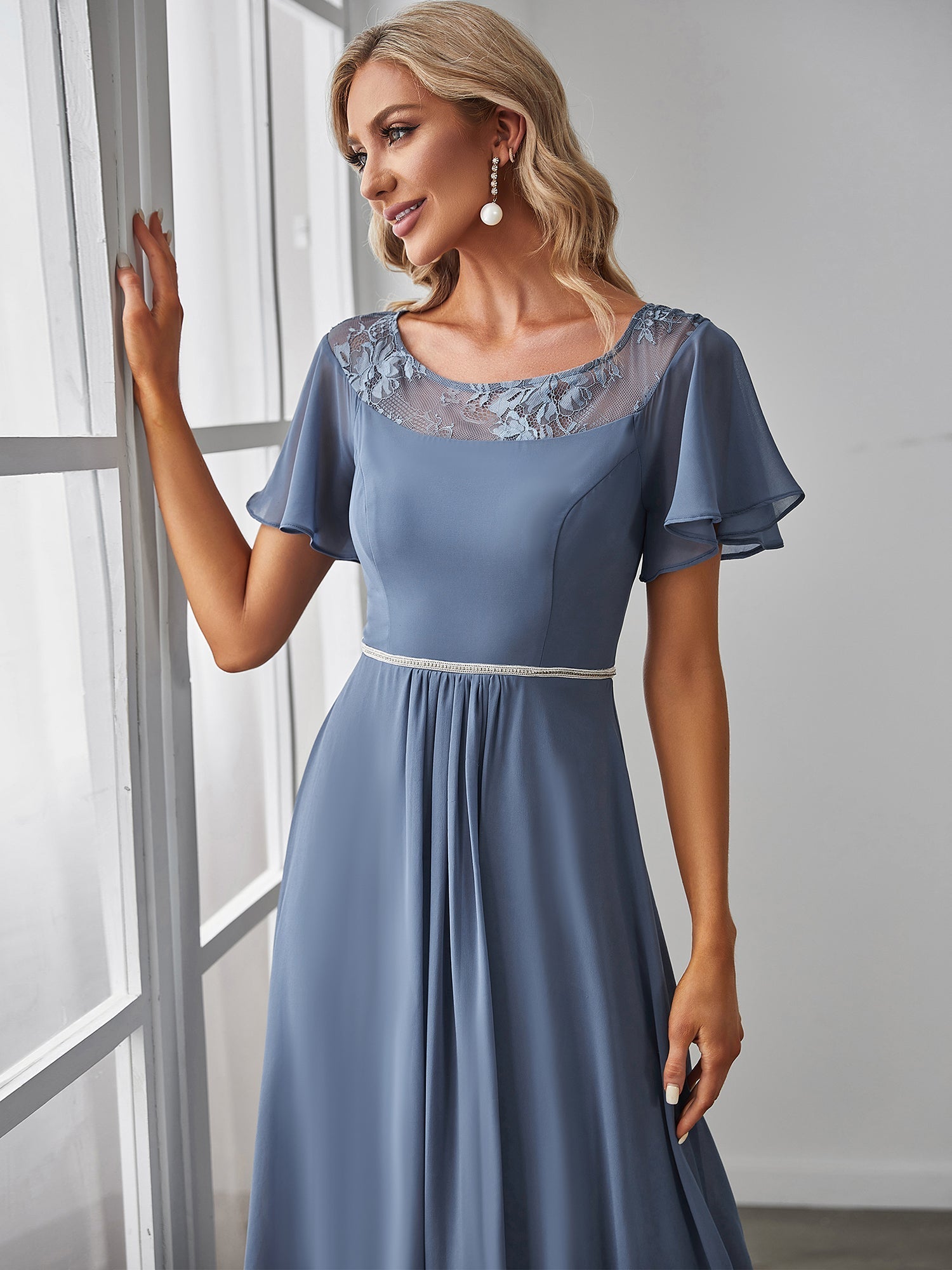 Taille personnalisée Robe de Loisirs Mi-Longue Trapèze à Col Bateau avec Taille Haute #Couleur_Rose Taille personnalisée Robe de soirée Mi-Longue Trapèze à Col avec Taille Haute