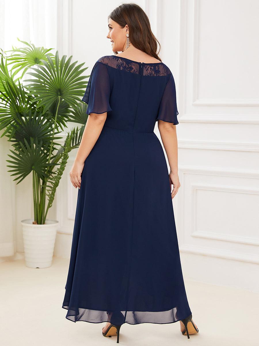 Robe mi-longue trapèze décontractée à encolure bateau pour femmes de grande taille avec ourlets asymétriques #Couleur_Marine Fume Robe mi-longue trapèze décontractée à encolure bateau pour femmes de grande taille avec ourlets asymétriques