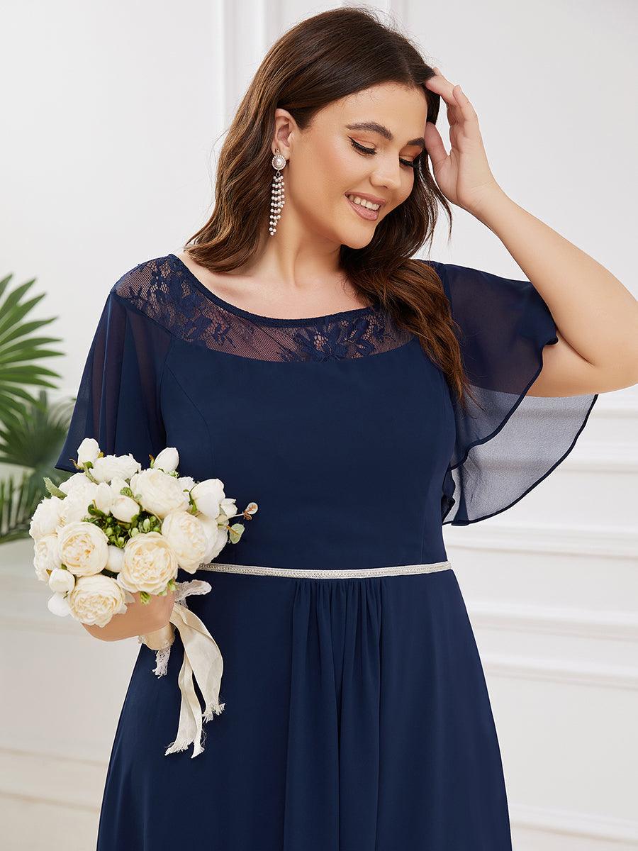 Robe mi-longue trapèze décontractée à encolure bateau pour femmes de grande taille avec ourlets asymétriques #Couleur_Marine Fume Robe mi-longue trapèze décontractée à encolure bateau pour femmes de grande taille avec ourlets asymétriques