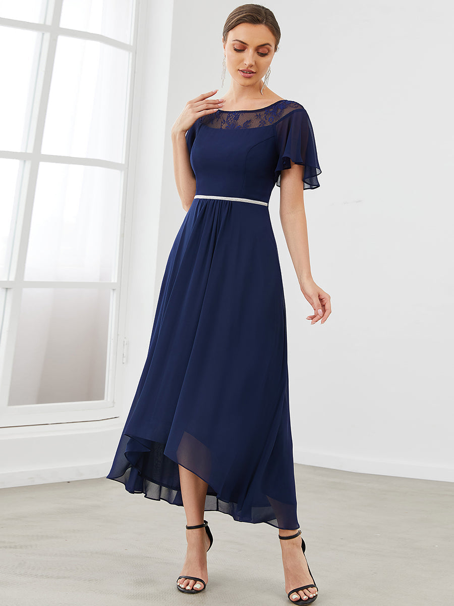 Taille personnalisée Robe de Loisirs Mi-Longue Trapèze à Col Bateau avec Taille Haute #Couleur_Rose Taille personnalisée Robe de soirée Mi-Longue Trapèze à Col avec Taille Haute