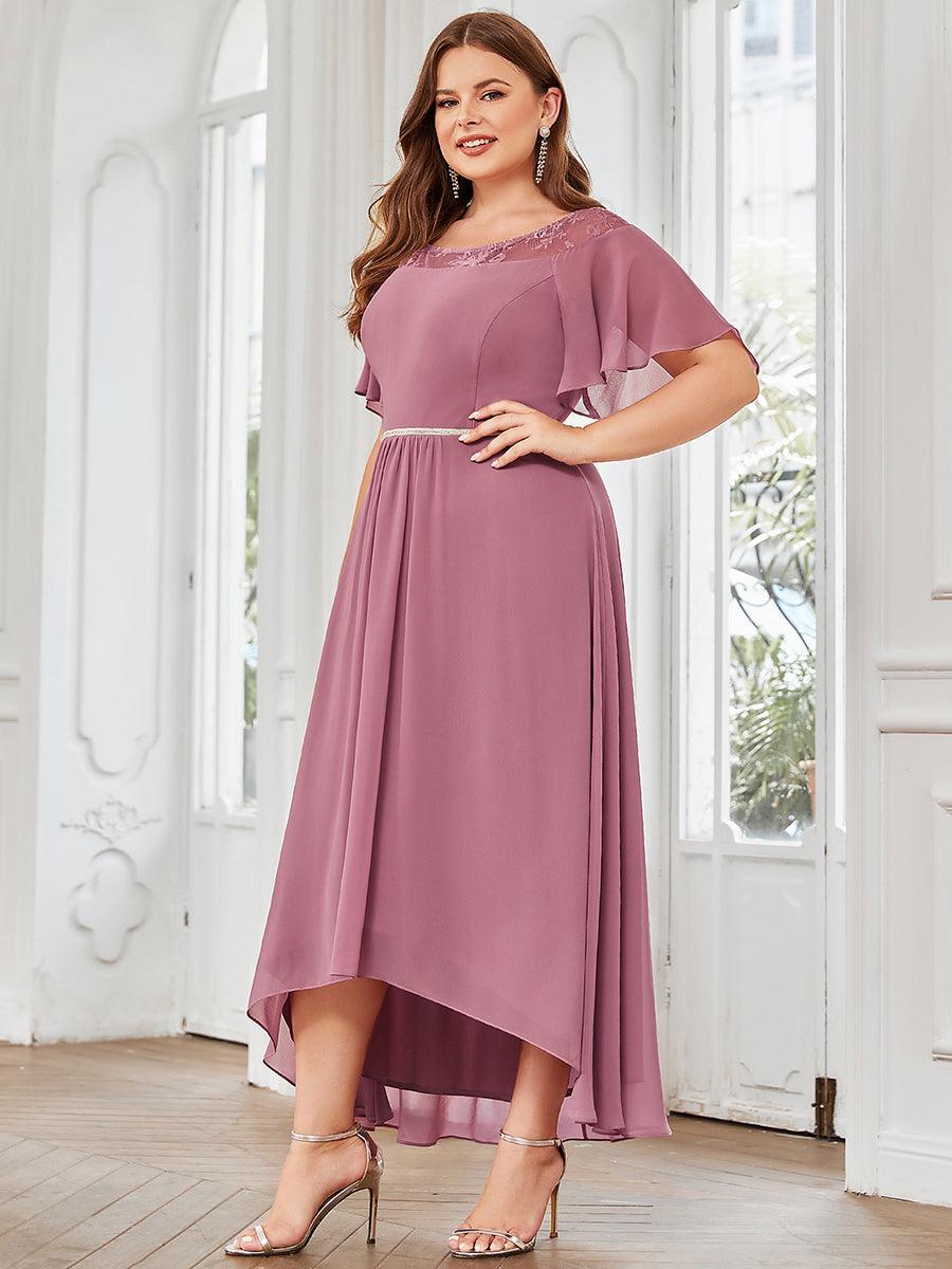 Robe mi-longue trapèze décontractée à encolure bateau pour femmes de grande taille avec ourlets asymétriques #Couleur_Marine Fume Robe mi-longue trapèze décontractée à encolure bateau pour femmes de grande taille avec ourlets asymétriques