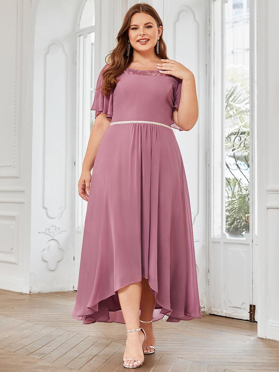 Robe mi-longue trapèze décontractée à encolure bateau pour femmes de grande taille avec ourlets asymétriques #Couleur_Marine Fume Robe mi-longue trapèze décontractée à encolure bateau pour femmes de grande taille avec ourlets asymétriques