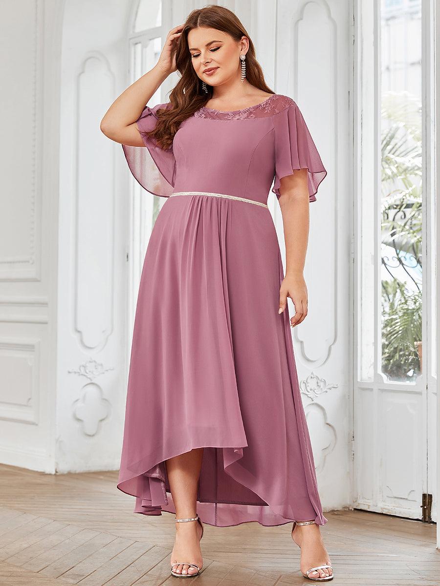 Robe mi-longue trapèze décontractée à encolure bateau pour femmes de grande taille avec ourlets asymétriques #Couleur_Marine Fume Robe mi-longue trapèze décontractée à encolure bateau pour femmes de grande taille avec ourlets asymétriques
