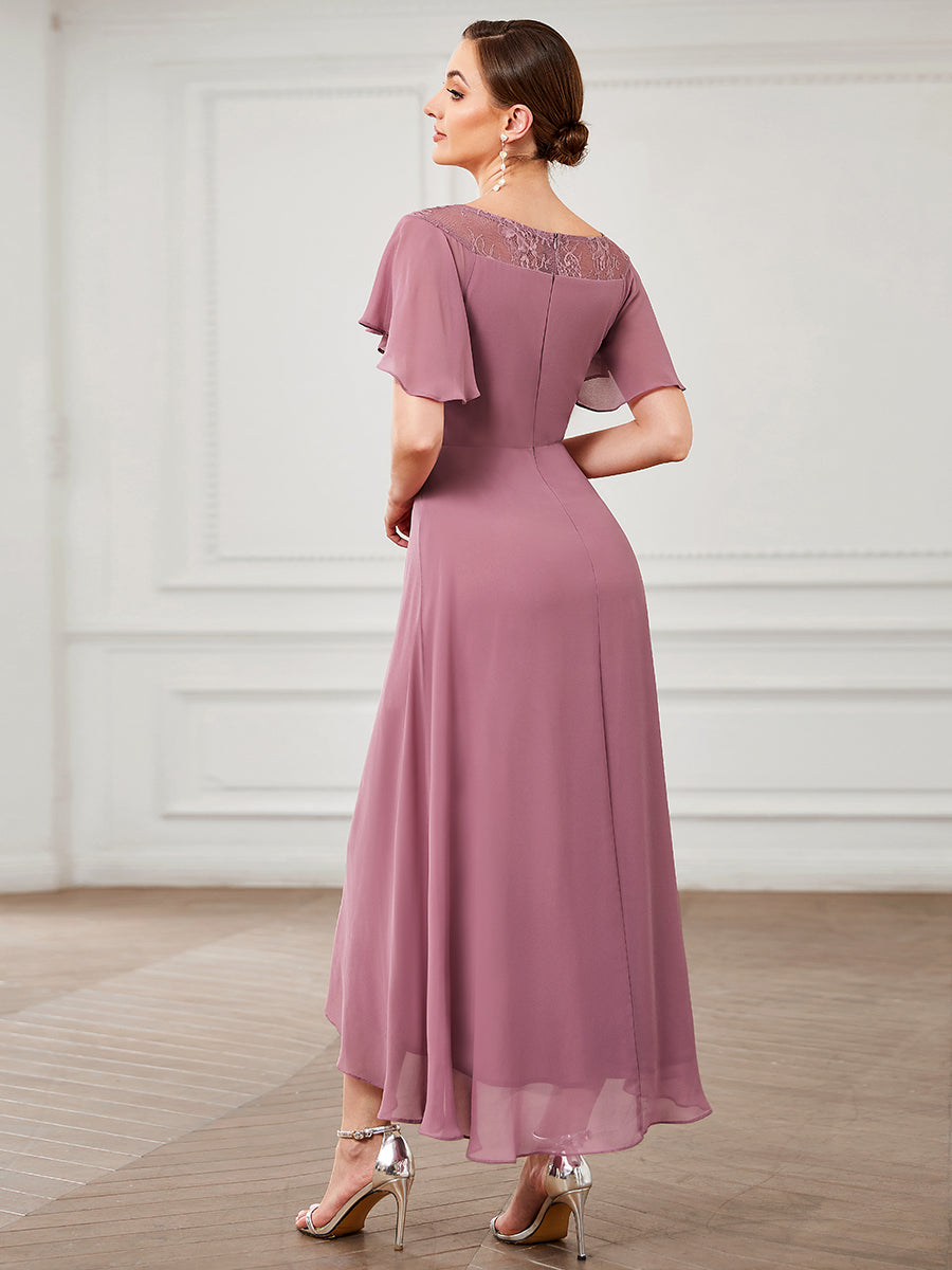 Taille personnalisée Robe de Loisirs Mi-Longue Trapèze à Col Bateau avec Taille Haute #Couleur_Rose Taille personnalisée Robe de soirée Mi-Longue Trapèze à Col avec Taille Haute