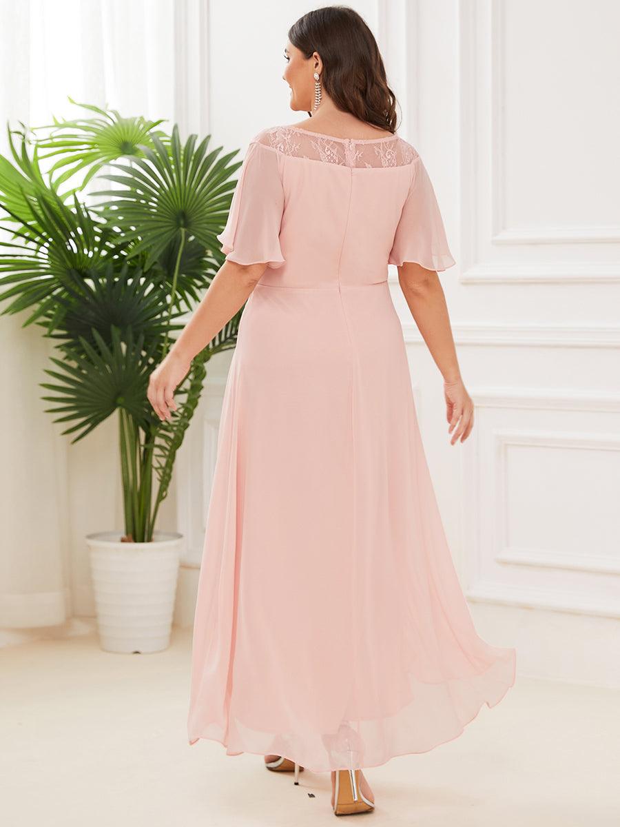 Robe mi-longue trapèze décontractée à encolure bateau pour femmes de grande taille avec ourlets asymétriques #Couleur_Rose