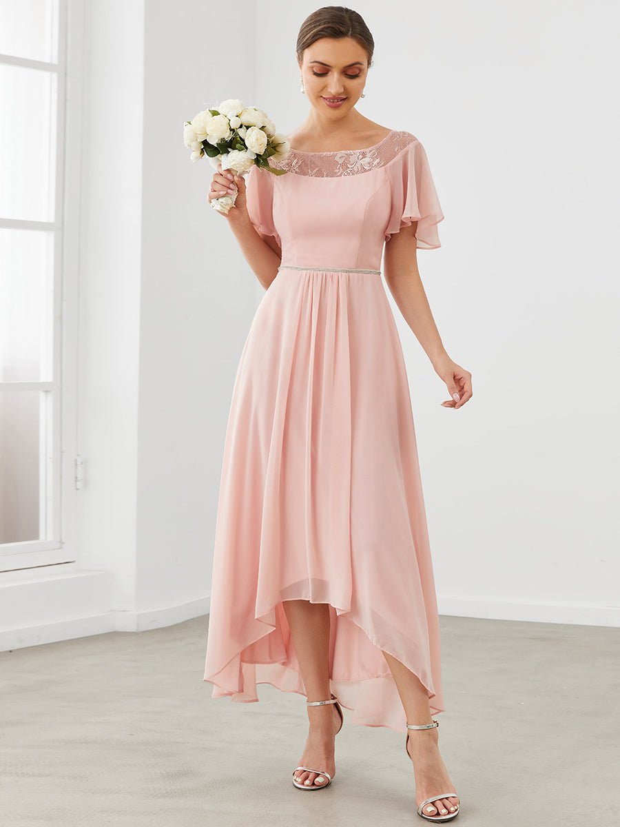 Taille personnalisée Robe de Loisirs Mi-Longue Trapèze à Col Bateau avec Taille Haute #Couleur_Rose Taille personnalisée Robe de soirée Mi-Longue Trapèze à Col avec Taille Haute