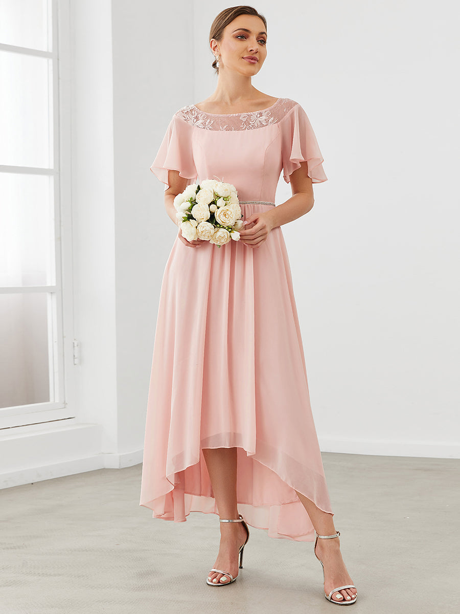 Taille personnalisée Robe de Loisirs Mi-Longue Trapèze à Col Bateau avec Taille Haute #Couleur_Rose Taille personnalisée Robe de soirée Mi-Longue Trapèze à Col avec Taille Haute