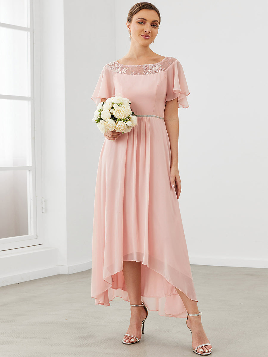 Taille personnalisée Robe de Loisirs Mi-Longue Trapèze à Col Bateau avec Taille Haute #Couleur_Rose Taille personnalisée Robe de soirée Mi-Longue Trapèze à Col avec Taille Haute