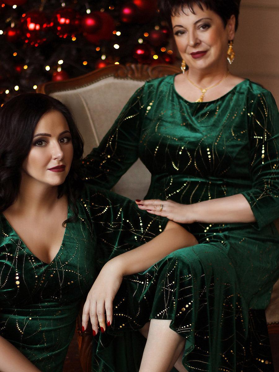 élégante Robe De Soirée En Velours Haute-basse #Couleur_Vert Fonce élégante Robe De Soirée En Velours Haute-basse
