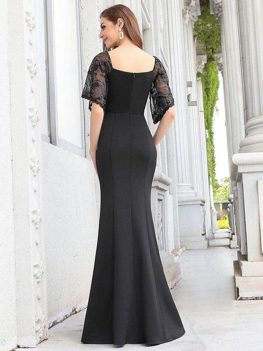 Taille personnalisée Robe de Soirée Sirène Moulante Sexy à Col en V #Couleur_Bordeaux Taille personnalisée Robe de Soirée Sirène Moulante Sexy à Col en V