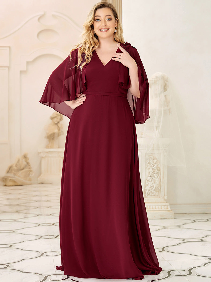 Taille personnalisée Robe de Demoiselle d'Honneur élégante en Mousseline #Couleur_Bordeaux Taille personnalisée Robe de Demoiselle d'Honneur élégante en Mousseline