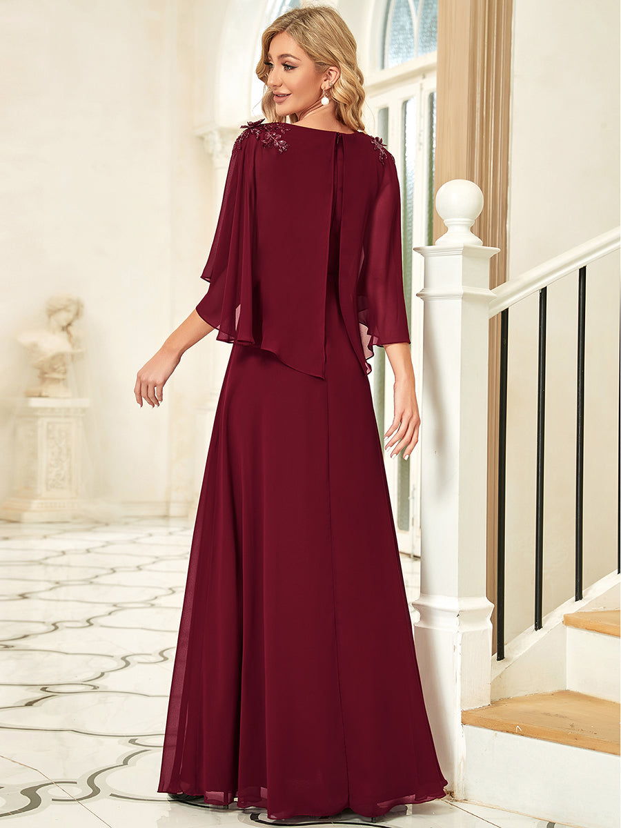 Taille personnalisée Robe de Demoiselle d'Honneur élégante en Mousseline #Couleur_Bordeaux Taille personnalisée Robe de Demoiselle d'Honneur élégante en Mousseline