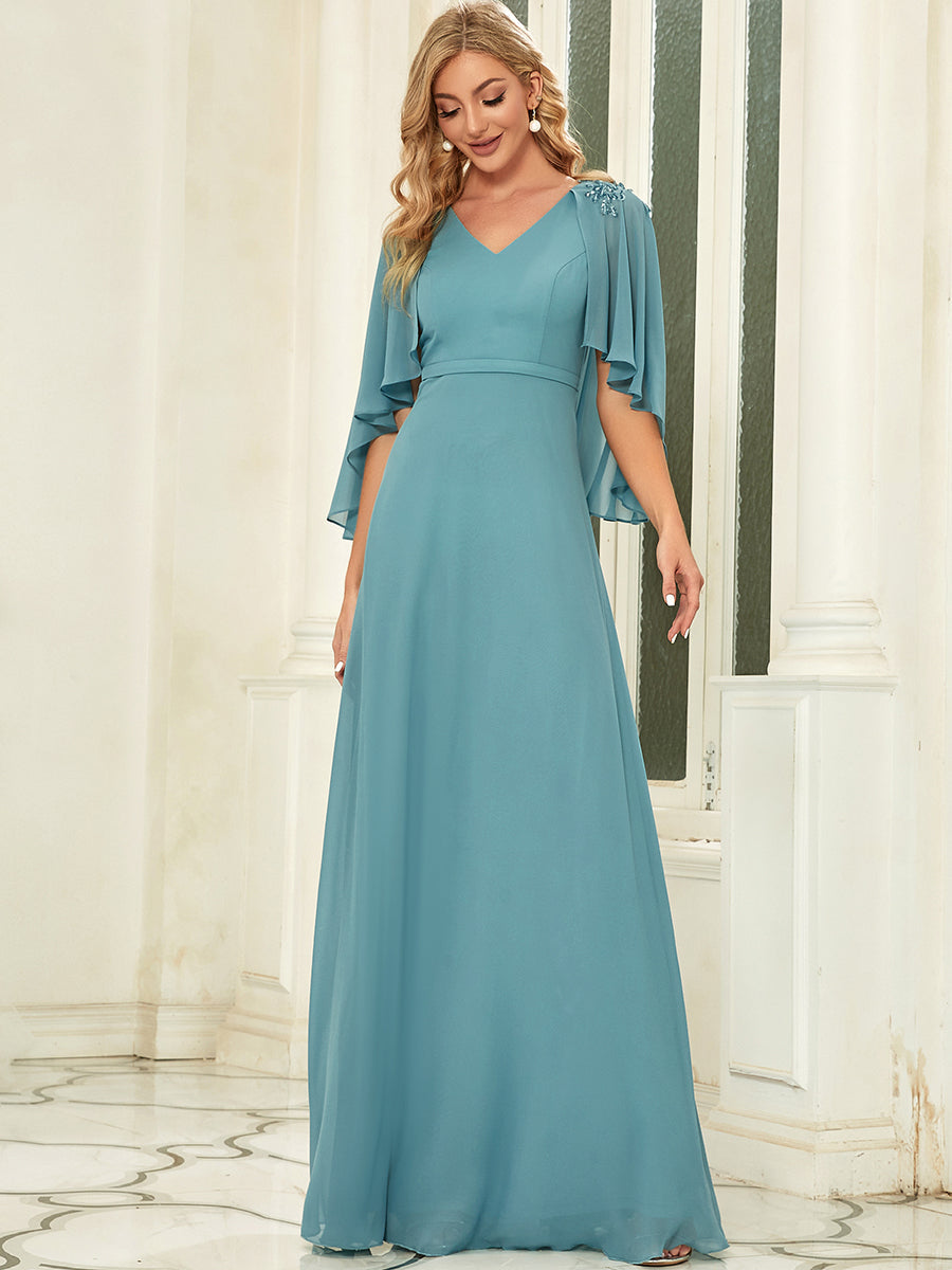 Taille personnalisée Robe de Demoiselle d'Honneur élégante en Mousseline #Couleur_Bordeaux Taille personnalisée Robe de Demoiselle d'Honneur élégante en Mousseline