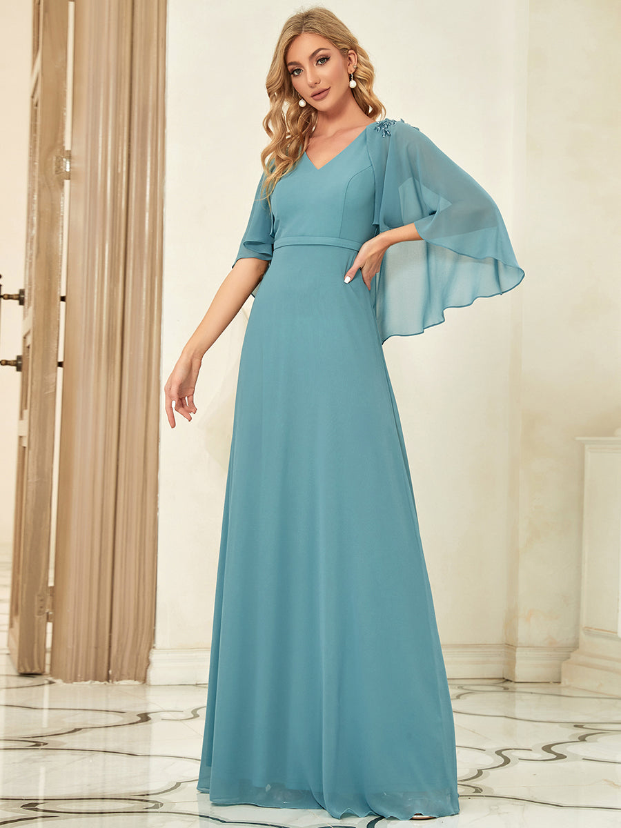 Taille personnalisée Robe de Demoiselle d'Honneur élégante en Mousseline #Couleur_Bordeaux Taille personnalisée Robe de Demoiselle d'Honneur élégante en Mousseline
